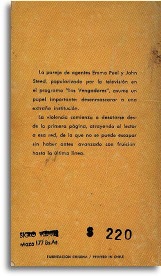 Contratapa original de La Muerte de Gloria Munday, de John Garforth