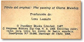La Muerte de Gloria Munday (The Passing of Gloria Munday) Ficha interna original