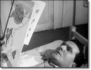Steed leyendoTintin durante un momento de relax, en Man With Two Shadows